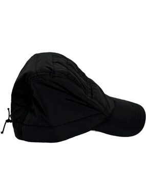 Nordstrom Open Edit Black‎ Nylon Quilted Baseball Cap Hat Brim Adjustable Cinch